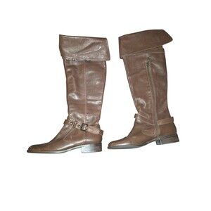 Matisse Womens Size 10 M Brown Leather Zip 15" Shaft Fold Over Riding Classic